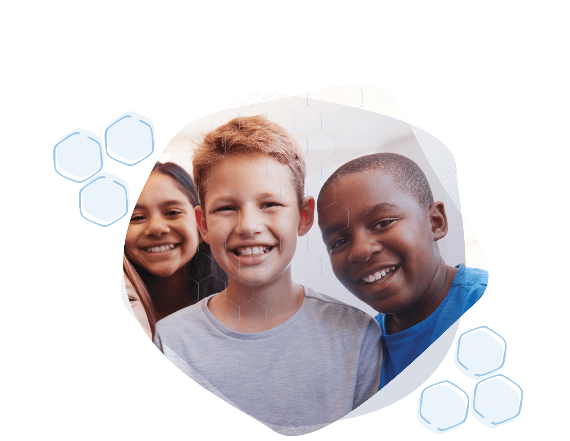 Group-2_light-blue-design Three young Renton middle school student smiling outside of class.