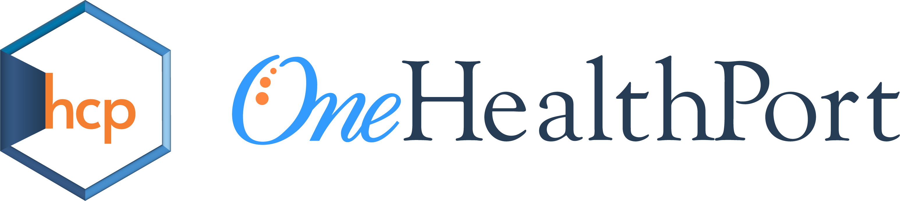 HCP-OHP Logo Refresh 2 Pair of hexagonal health Common Project and Student Health Hub logos in blue and orange hues.